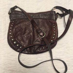 Brown leather crossbody purse by B Makowsky.